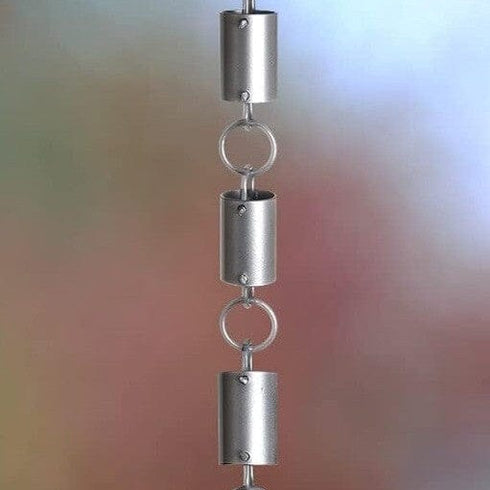 Aluminum Cylinder Rain Chain Replacement Downspout for Gutters, Pewter